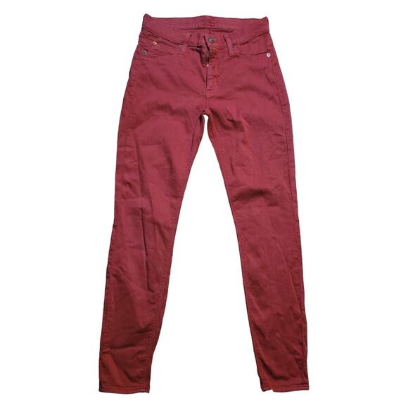 Hudson Womens Nico Mid Rise Super Skinny Jeans Sz 27 Red Premium USA Denim - Picture 1 of 8